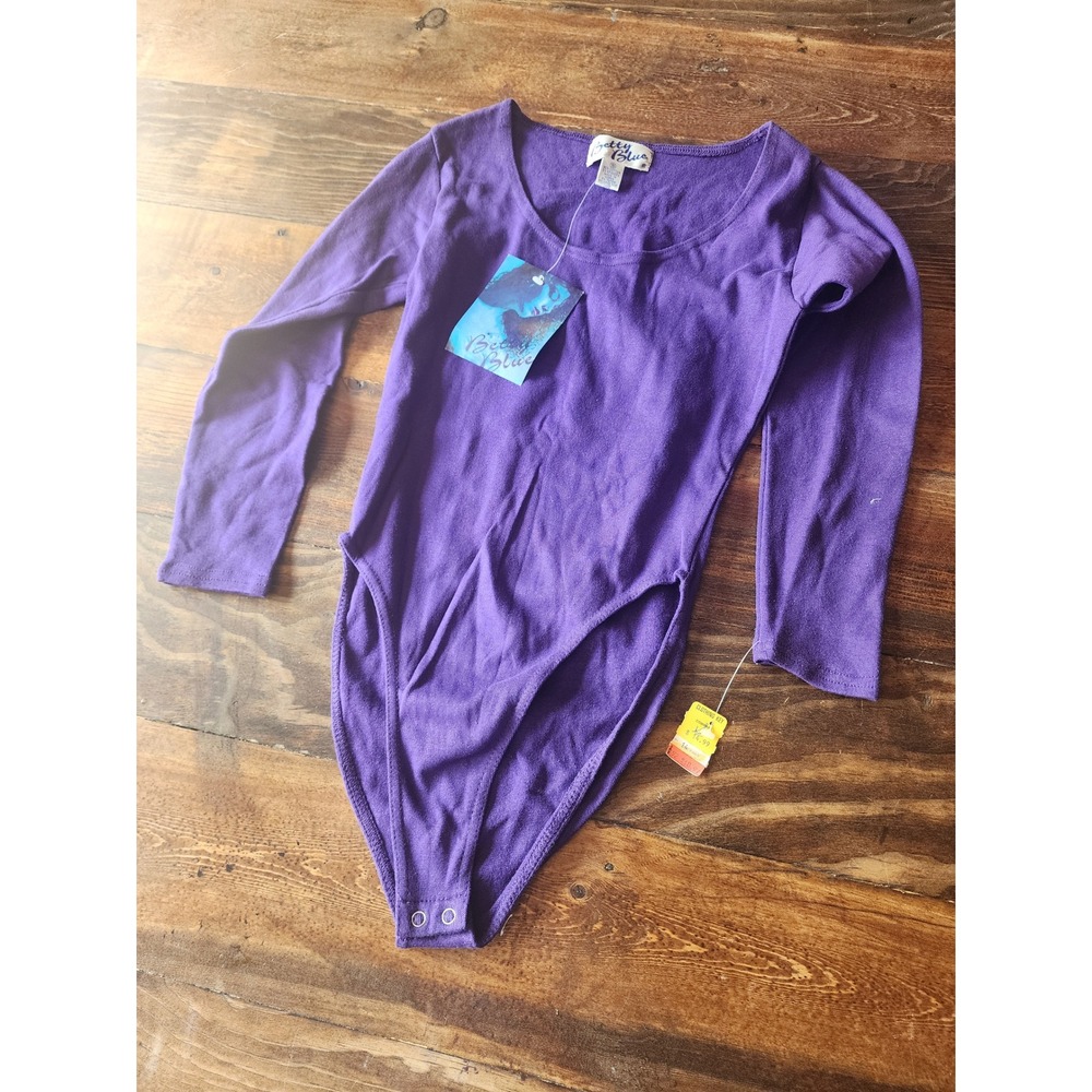 Betty Blue Purple Long Sleeve Snap Crotch Bodysuit Size S